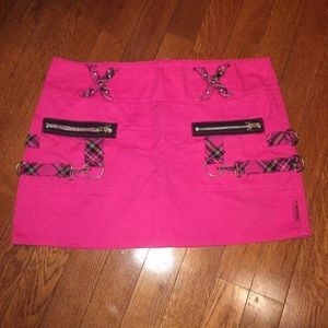 TRIPP NYC Hot pink skull plaid skirt